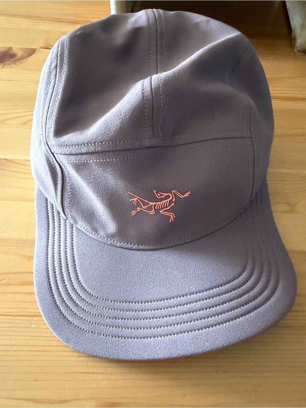 Arc'teryx Taupe Five-Panel Cap with Coral Logo